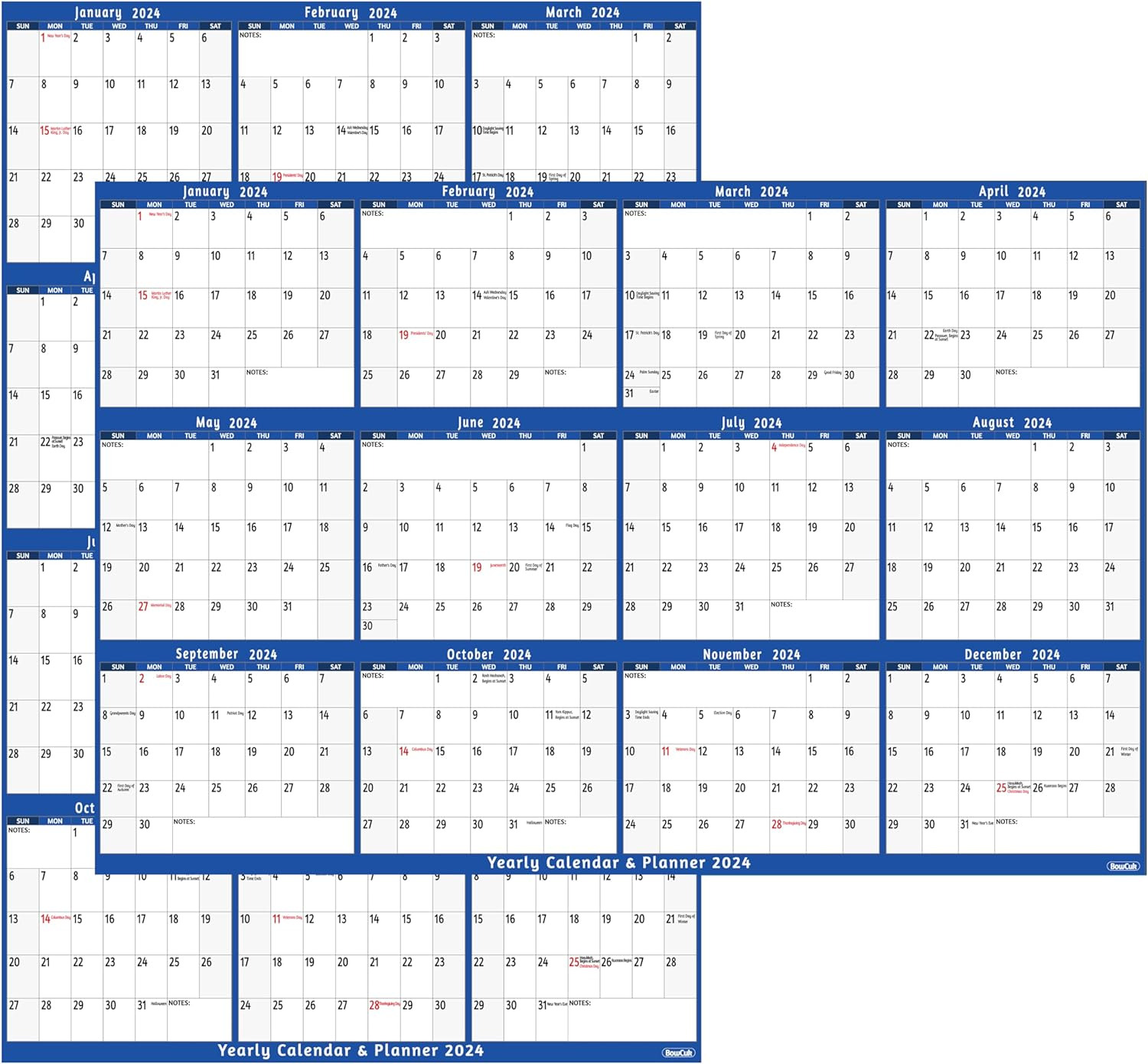 2024 Dry Erase Calendar – Large Yearly Wall calendar 2024, 38.2\'\' x 25.2\'\', 2-Si