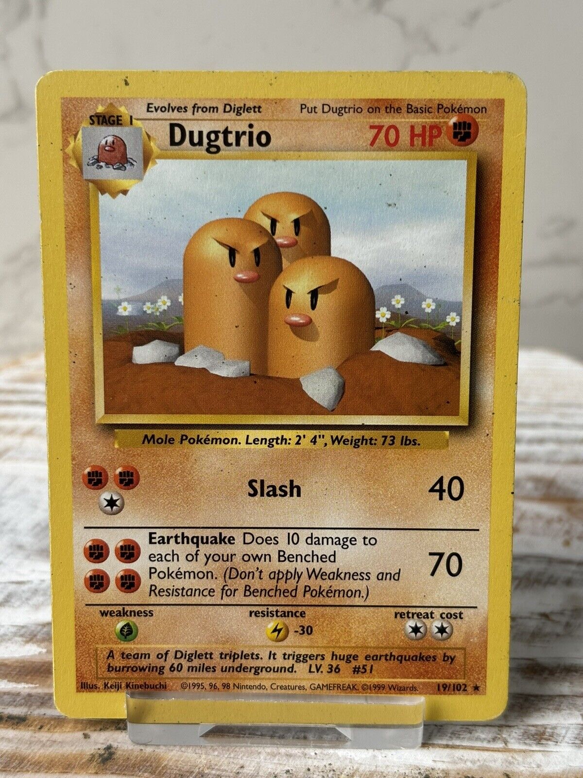 Pokemon Card Dugtrio 19/102 Base Set Non Holo Rare WOTC Played