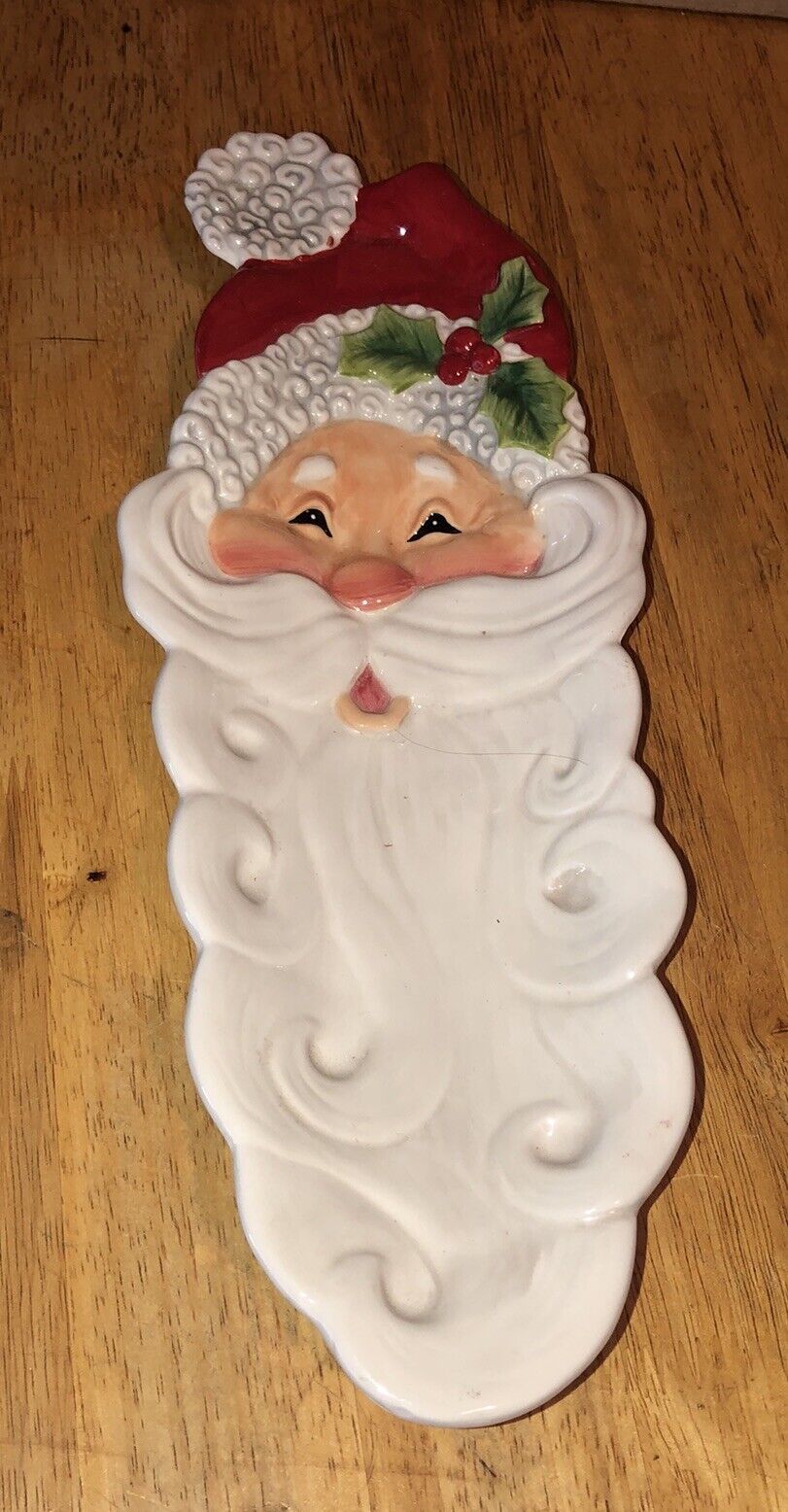 Fitz Floyd Santa Snack Therapy Serving Dish Platter Tray Plate Server 13.5\