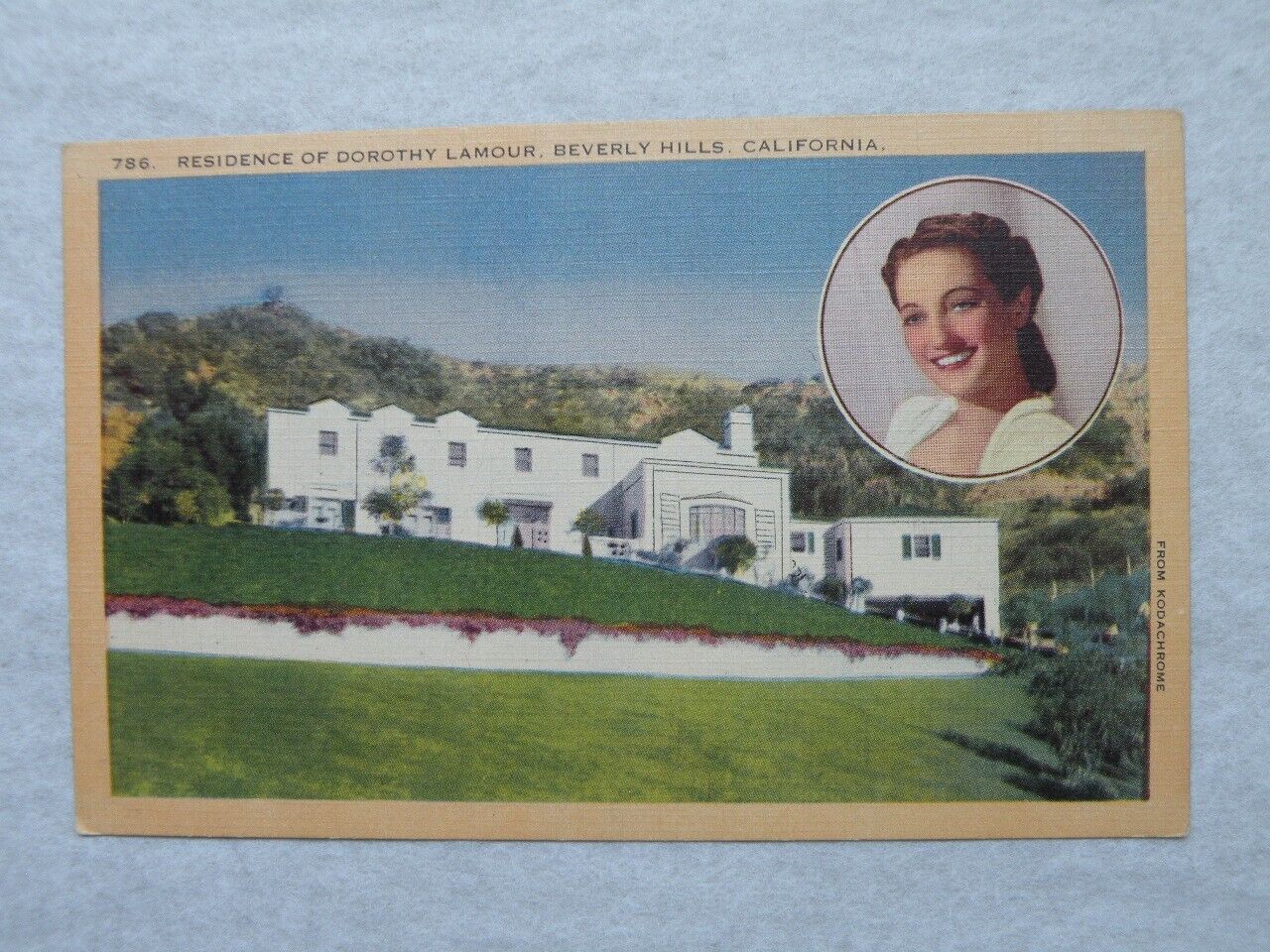 Portrait & Residence Of Dorothy Lamour Beverly Hills California Postcard Unused