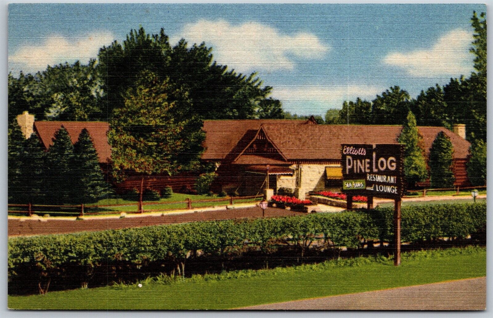 Vtg Skokie Illinois IL Elliot\'s Pine Log Restaurant & Lounge 1950s View Postcard