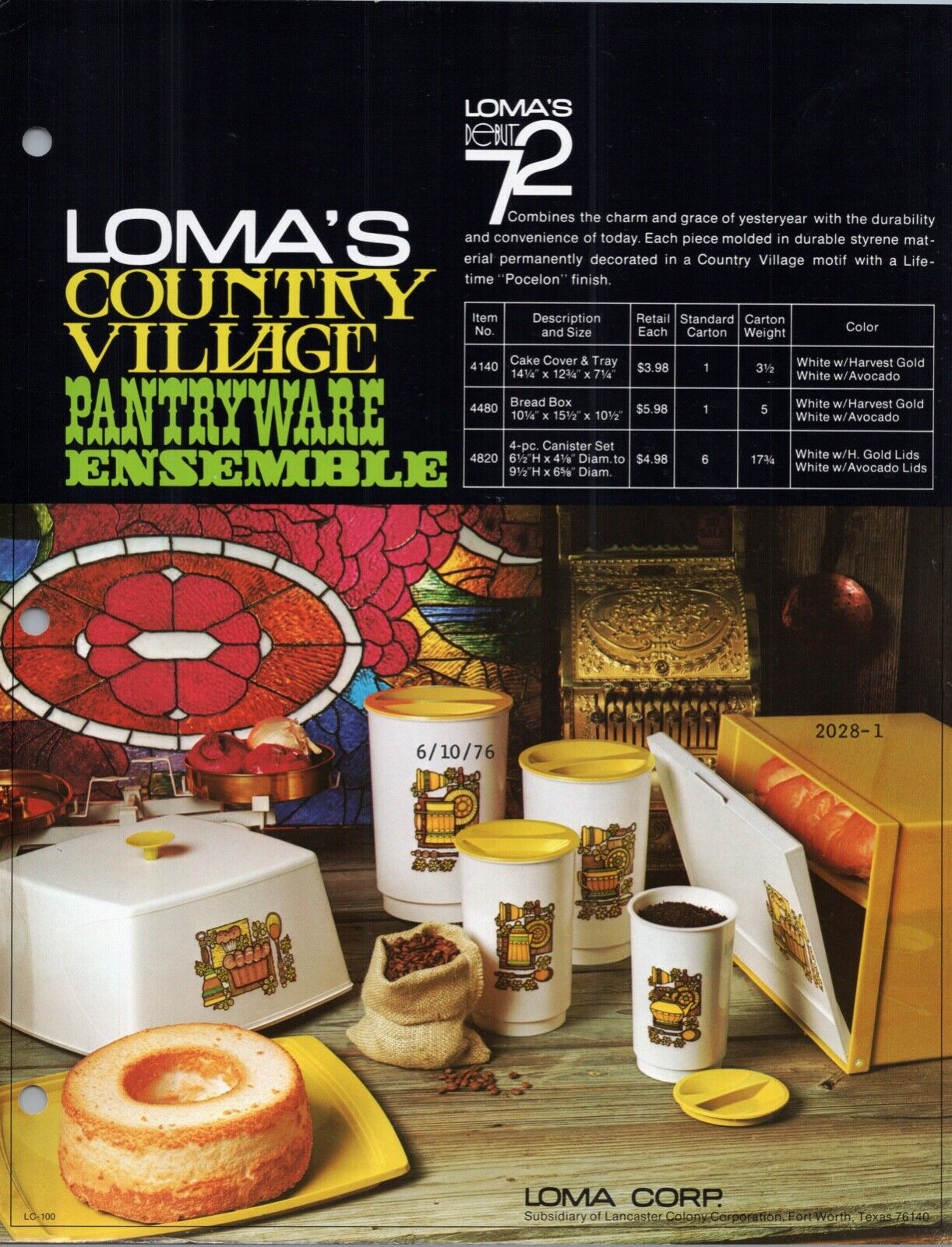 1972 Loma\'s Country Village Retro Mod Pantry Ware Print Ad Flyer