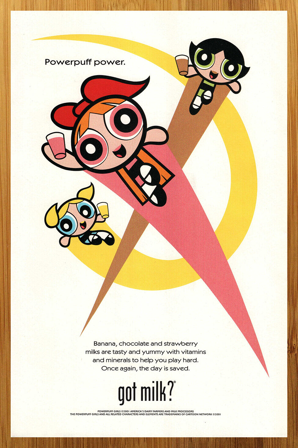 2001 Powerpuff Girls GOT MILK? Vintage Print Ad/Poster Cartoon Network Promo Art