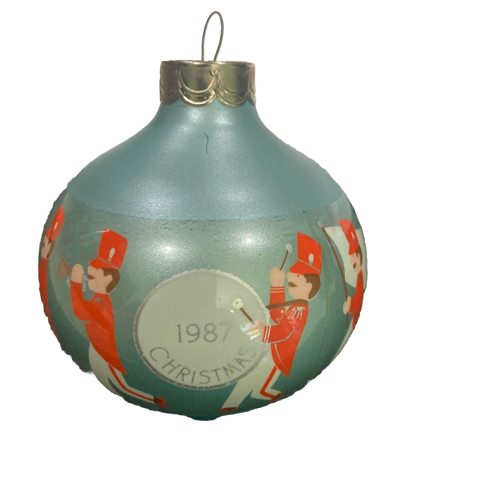 Hallmark 1987 Keepsake Glass Ball Christmas Ornament - Grandson Toy Soldiers