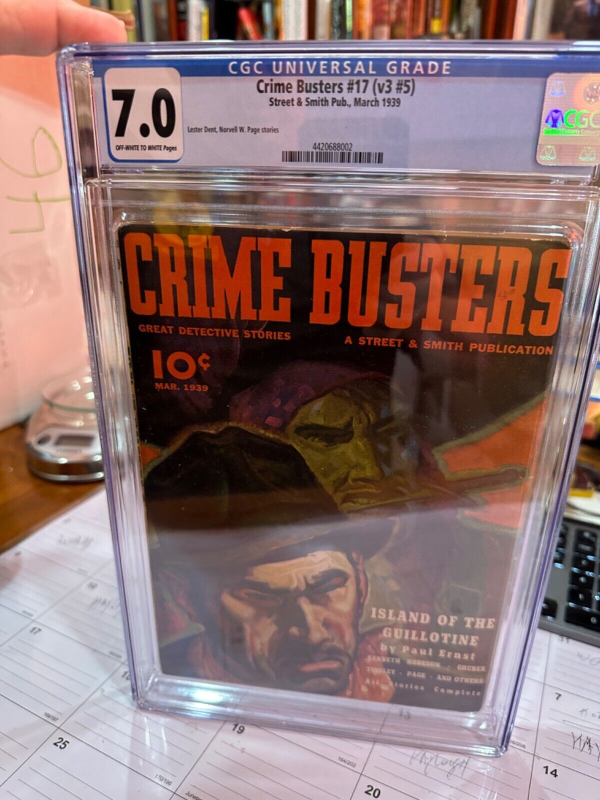 Crime Busters 1939 March-RARE HERO PULP-1st app of THE WASP-DEATH ANGEL   CGC 7