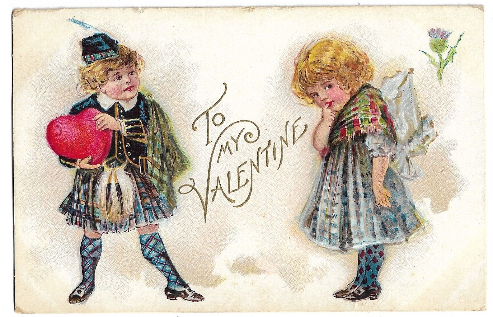 Postcard c1907- 1915 To my Valentine Scottish Kids Nation Valentine Serie [g145]