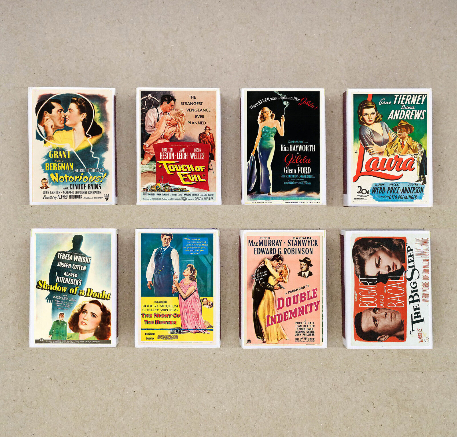 set of 8 matches Classic FILM NOIR movie poster reprint match holder printing