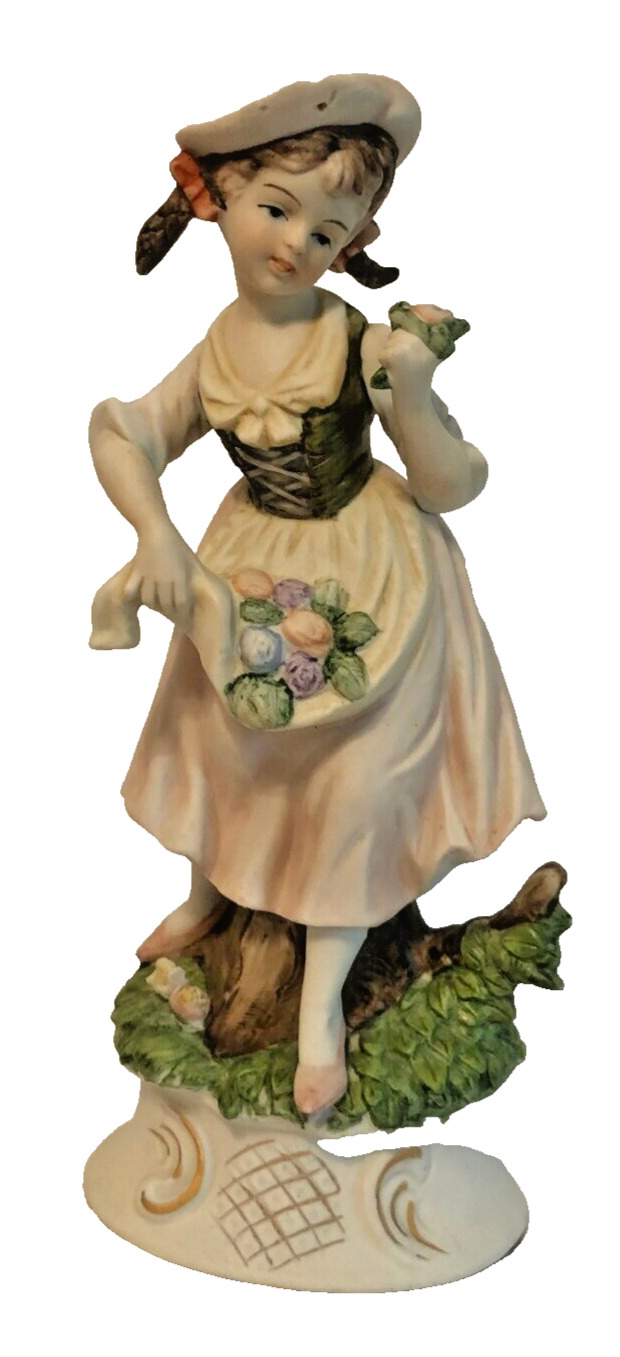 Porcelain Bisque Peasant Girl Figurine