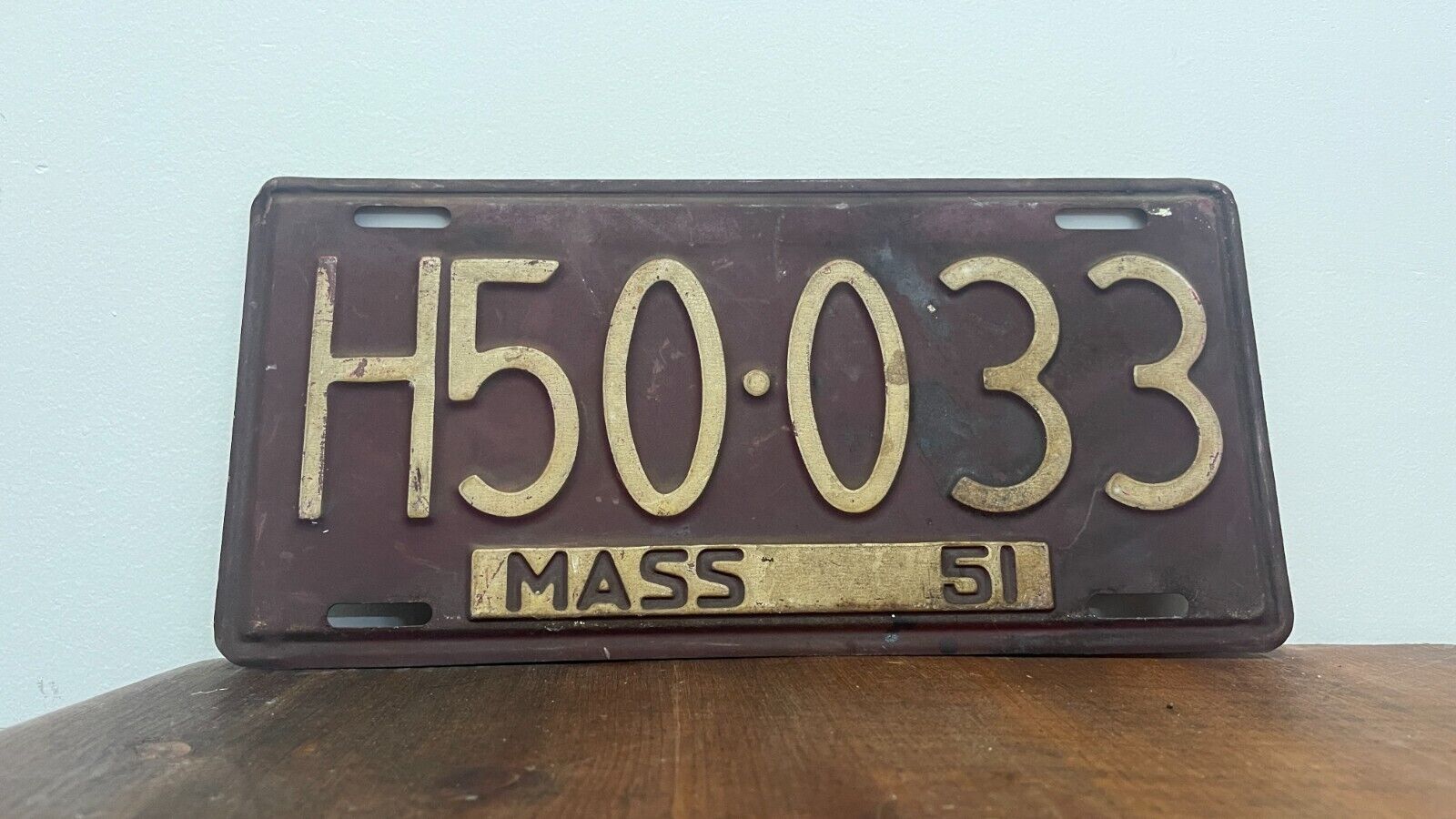 Massachusetts 1951 Vintage License Plate H50 033