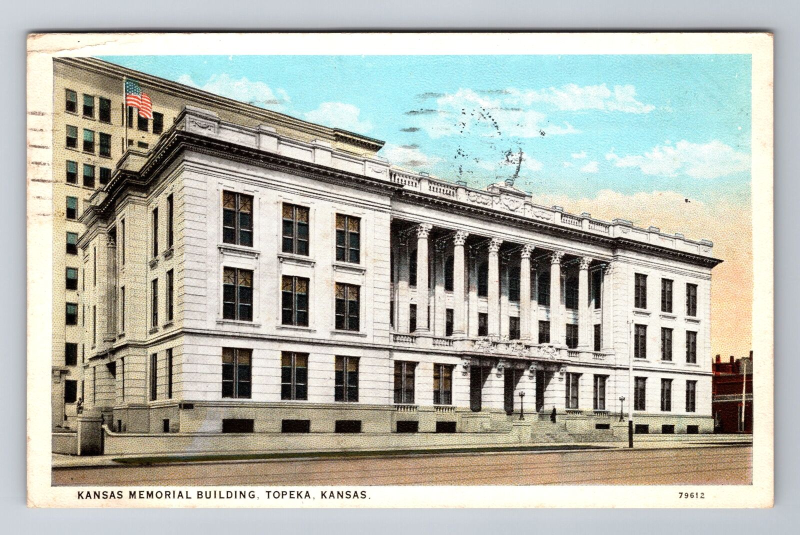 Topeka KS- Kansas, Kansas Memorial Building, Antique, Vintage c1927 Postcard