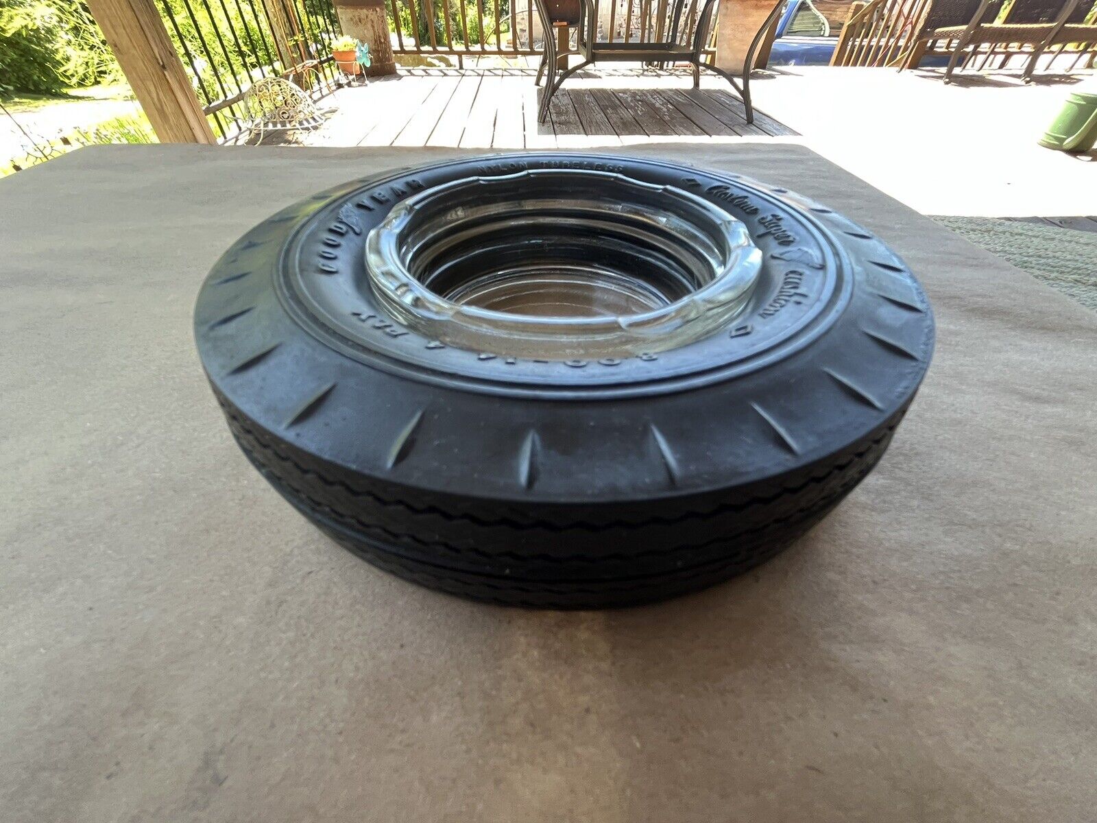 Vtg NOS Goodyear Tire Custom Super Cushion 8.00-14 Nylon Tubeless Ashtray 4-ply