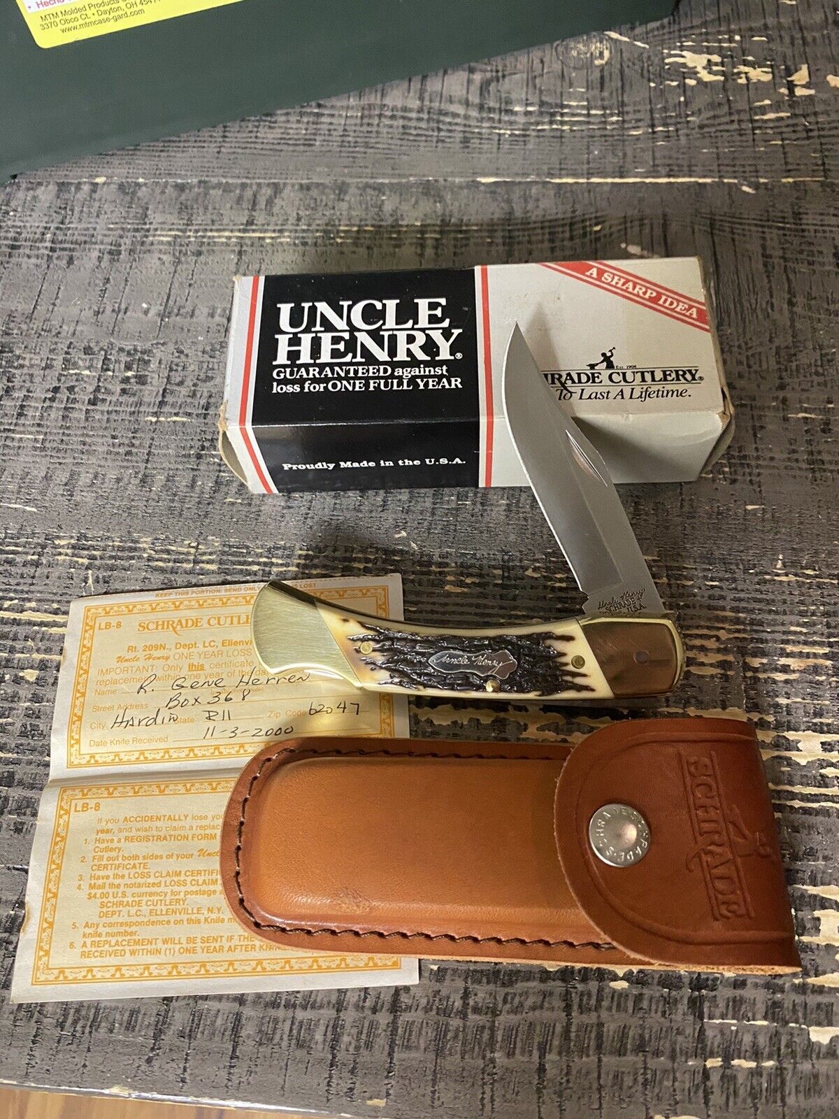 RARE SCHRADE UNCLE HENRY USA PAPA BEAR LOCK BACK LB8 Hunting Knife 