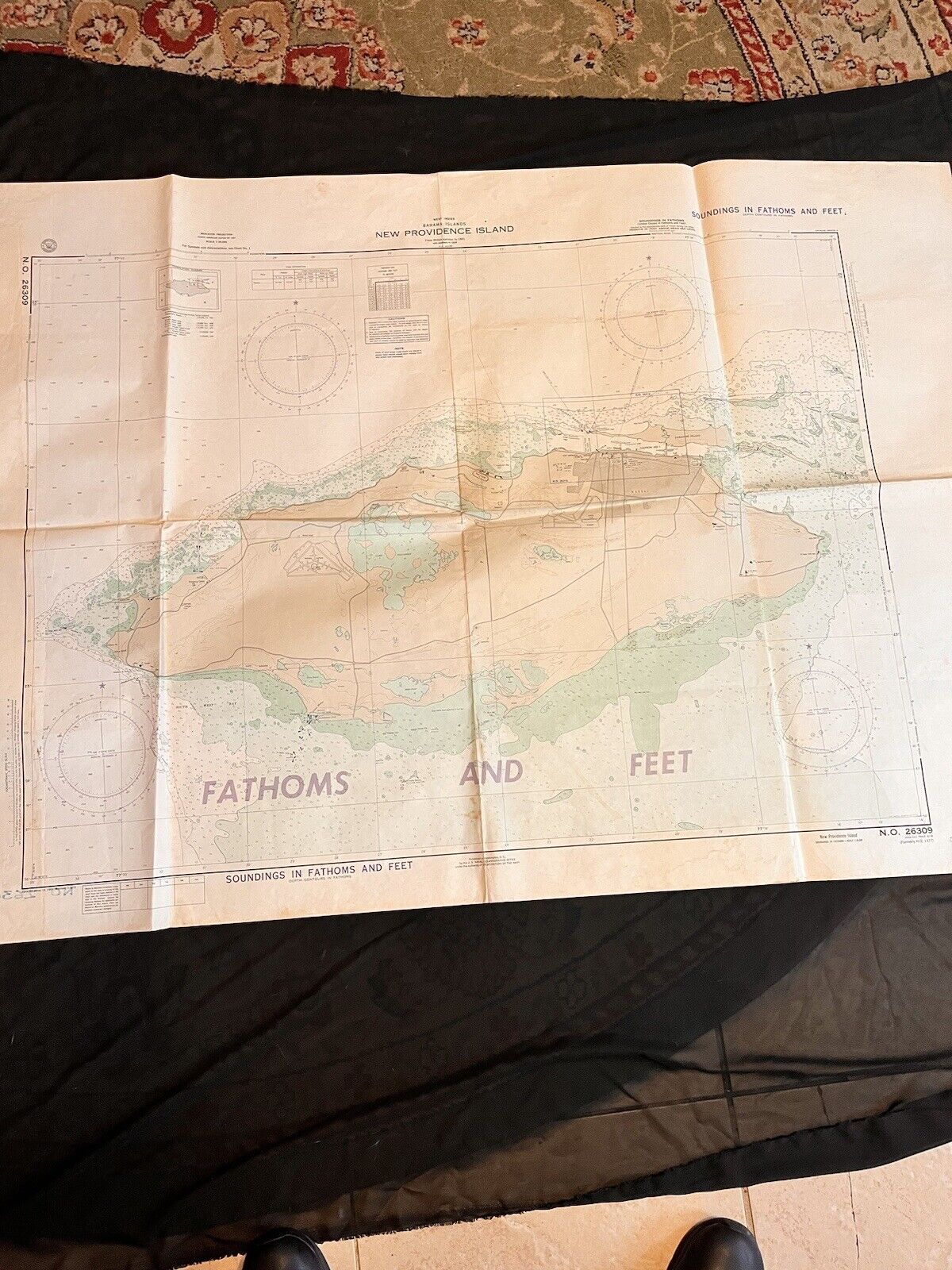 Lot Of 7 Vintage (1960s-70s) Soundings & Fathoms Nautical Maps.