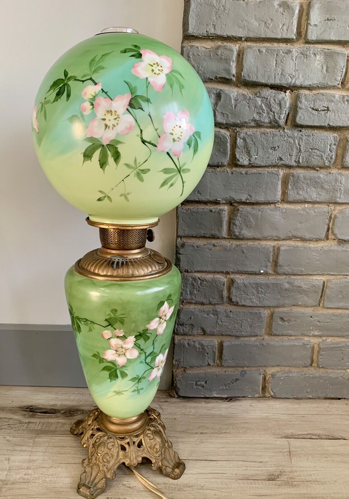 Two Foot Tall Victorian Era Globe Hand Painted, Electric, Gone With The Wind