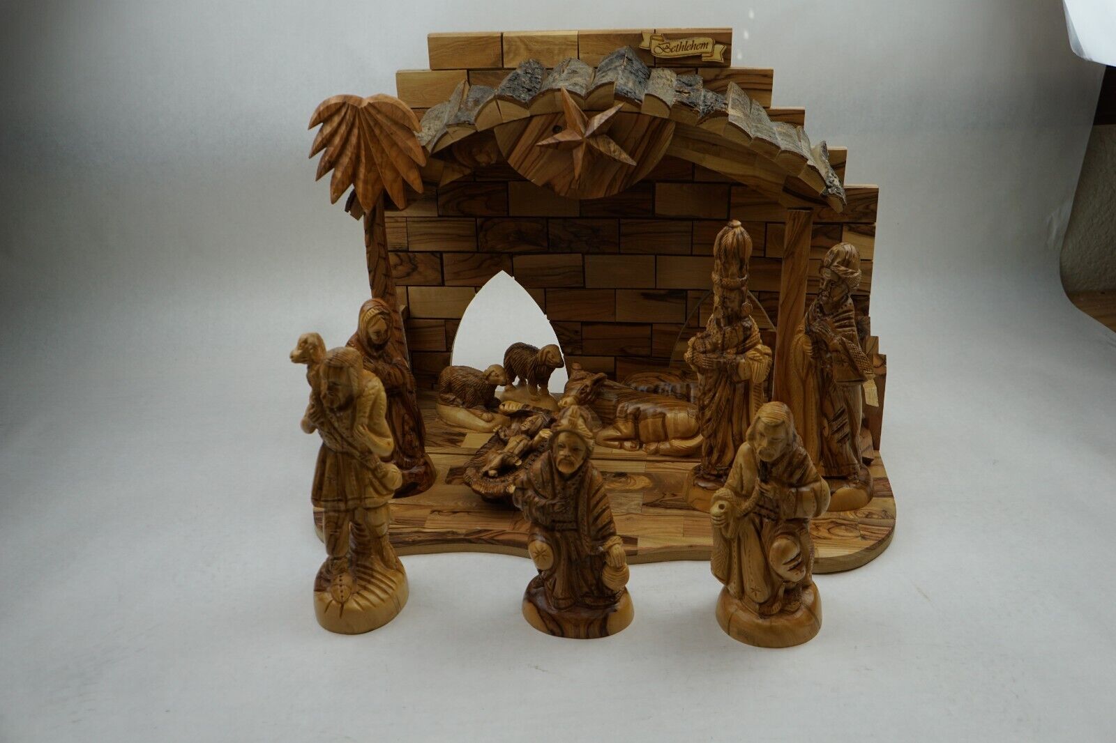 Vintage Olive Wood Nativity 12 Piece Set