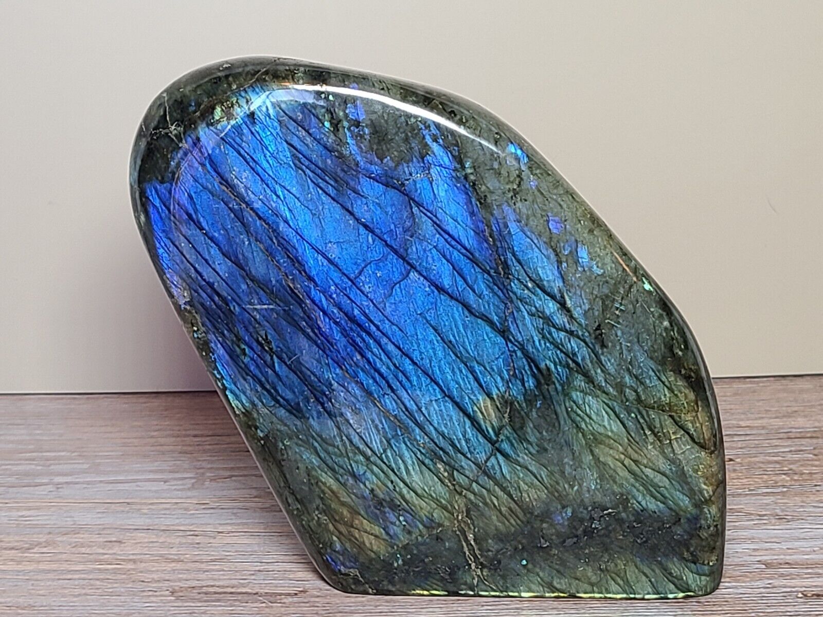 1.46LB Natural Polished Labradorite Crystal Freeform Stone Teal Blue Flash 