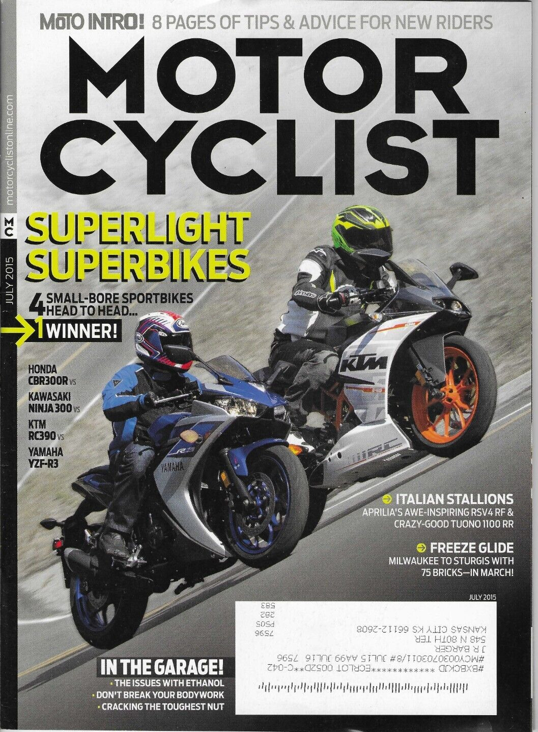 Motor Cyclist Magazine Jun 2016 Honda CBR300R Kawasaki Ninja 300 Yamaha YZF-R3