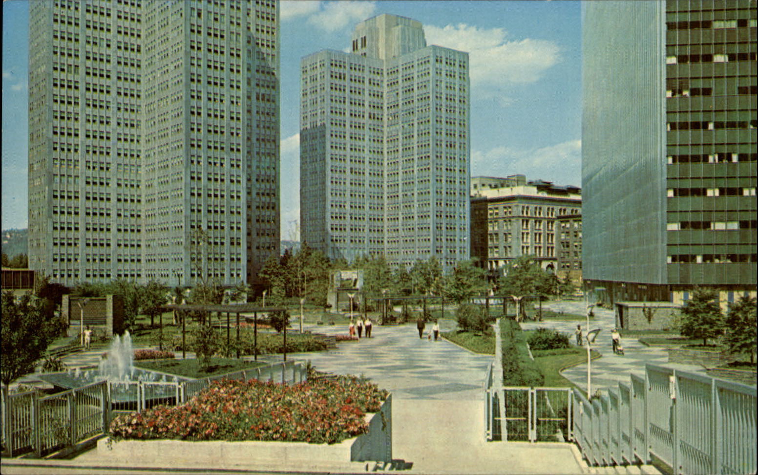 Equitable Plaza Gateway Center Pittsburgh Pennsylvania fountain ~ 1950s-60s