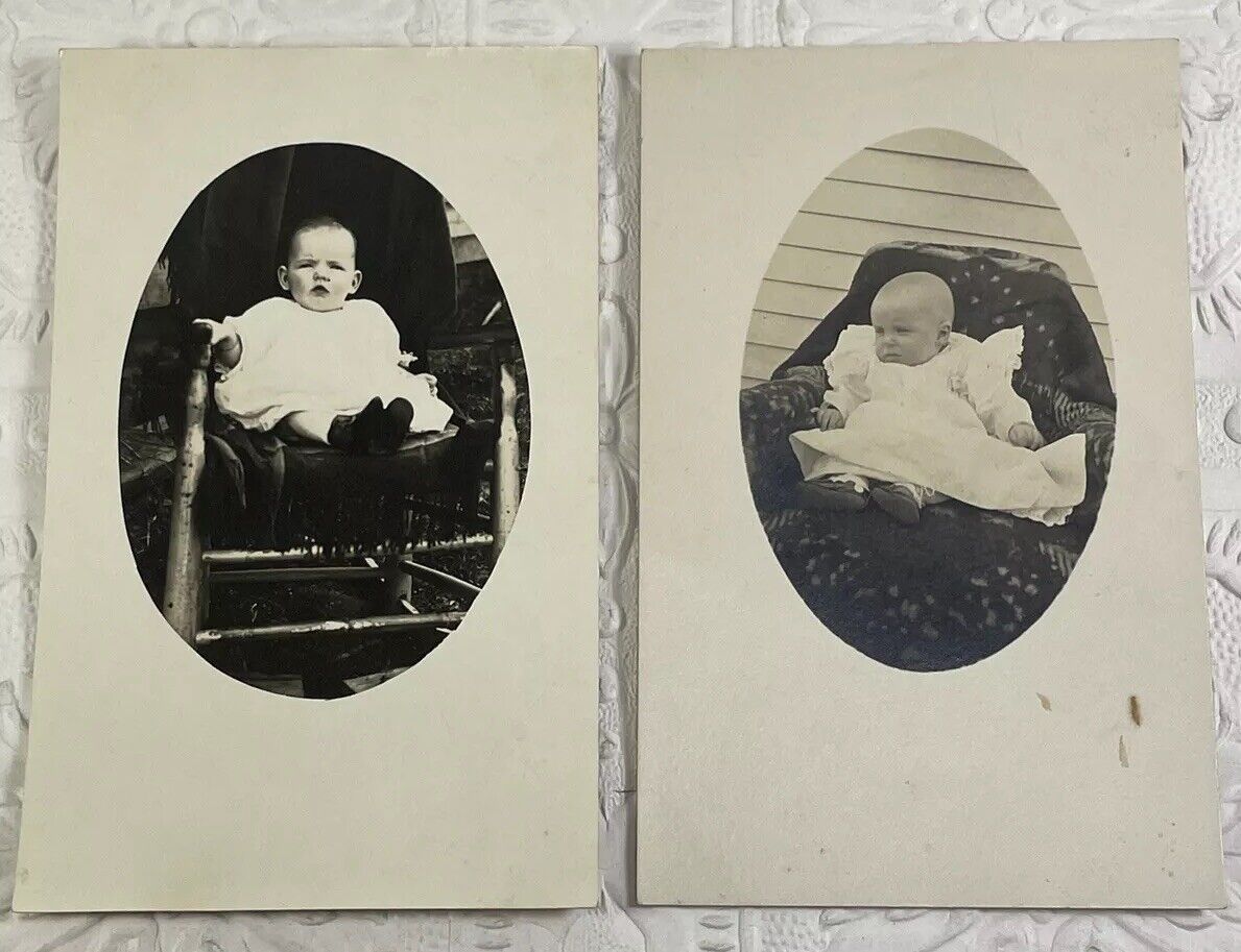 RPPC Baby Postcard Real Photo Unposted Lot Early 1900s Sitting Outside Chair