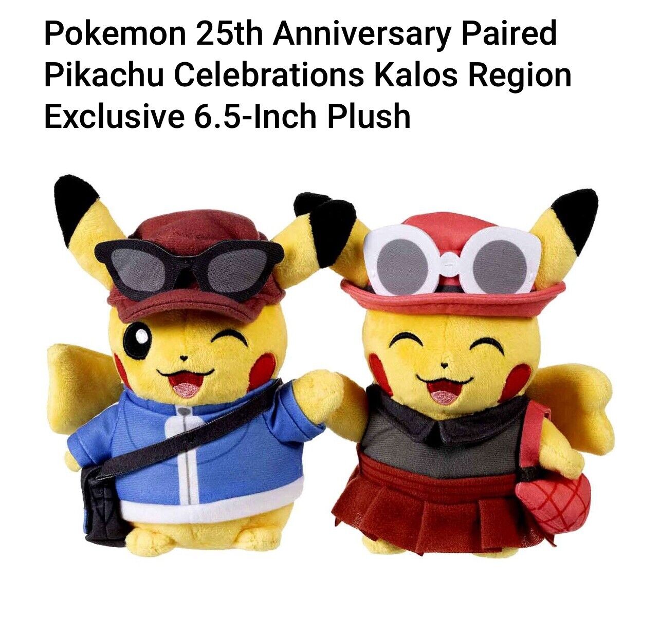 Pokemon 25th Anniversary Paired Pikachu Celebrations Kalos Region 6.5in Plush