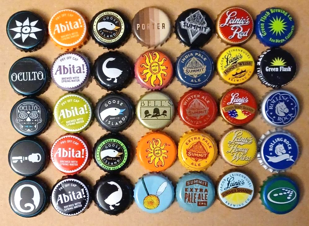 35 different craft beer bottle caps - lot X