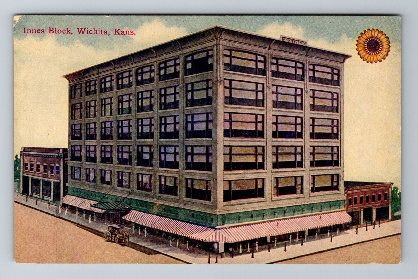 Wichita KS-Kansas, Innes Block, Advertising, Antique, Vintage Souvenir Postcard