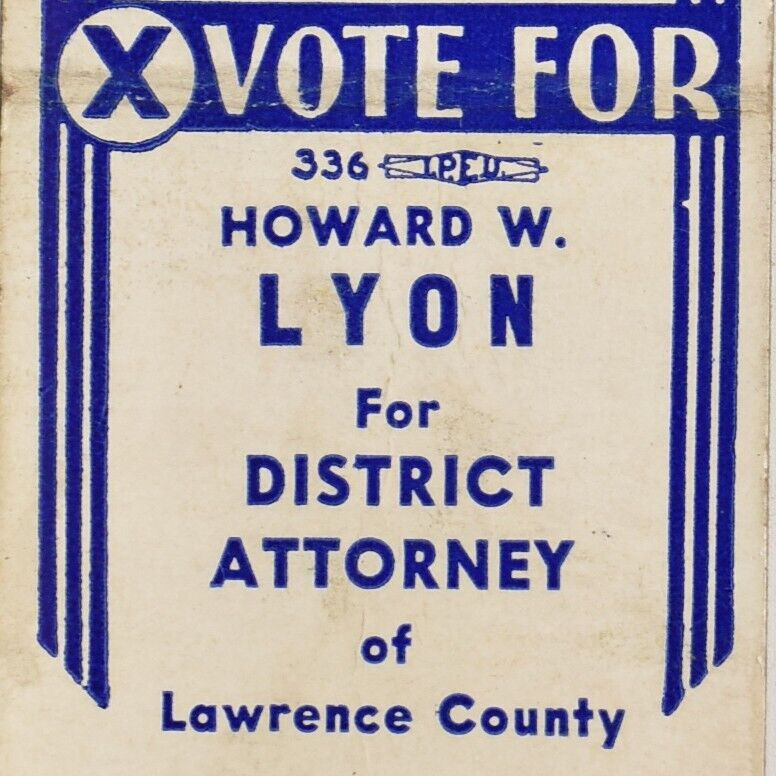 1960s Howard W Lyon District Attorney Lawrence County Pennsylvania Political