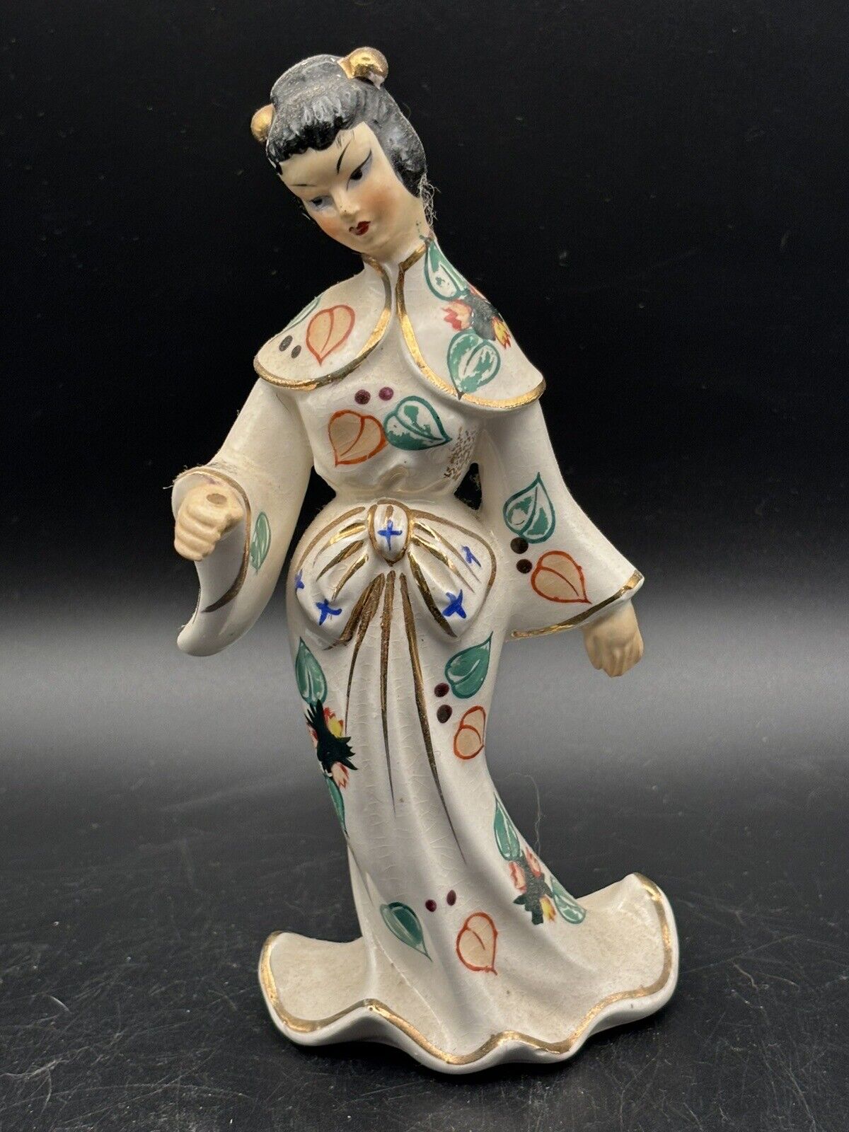 RARE Vintage NikoNiko EW Japan Hand Painted Geisha Oriental Girl Figurine*AS IS*