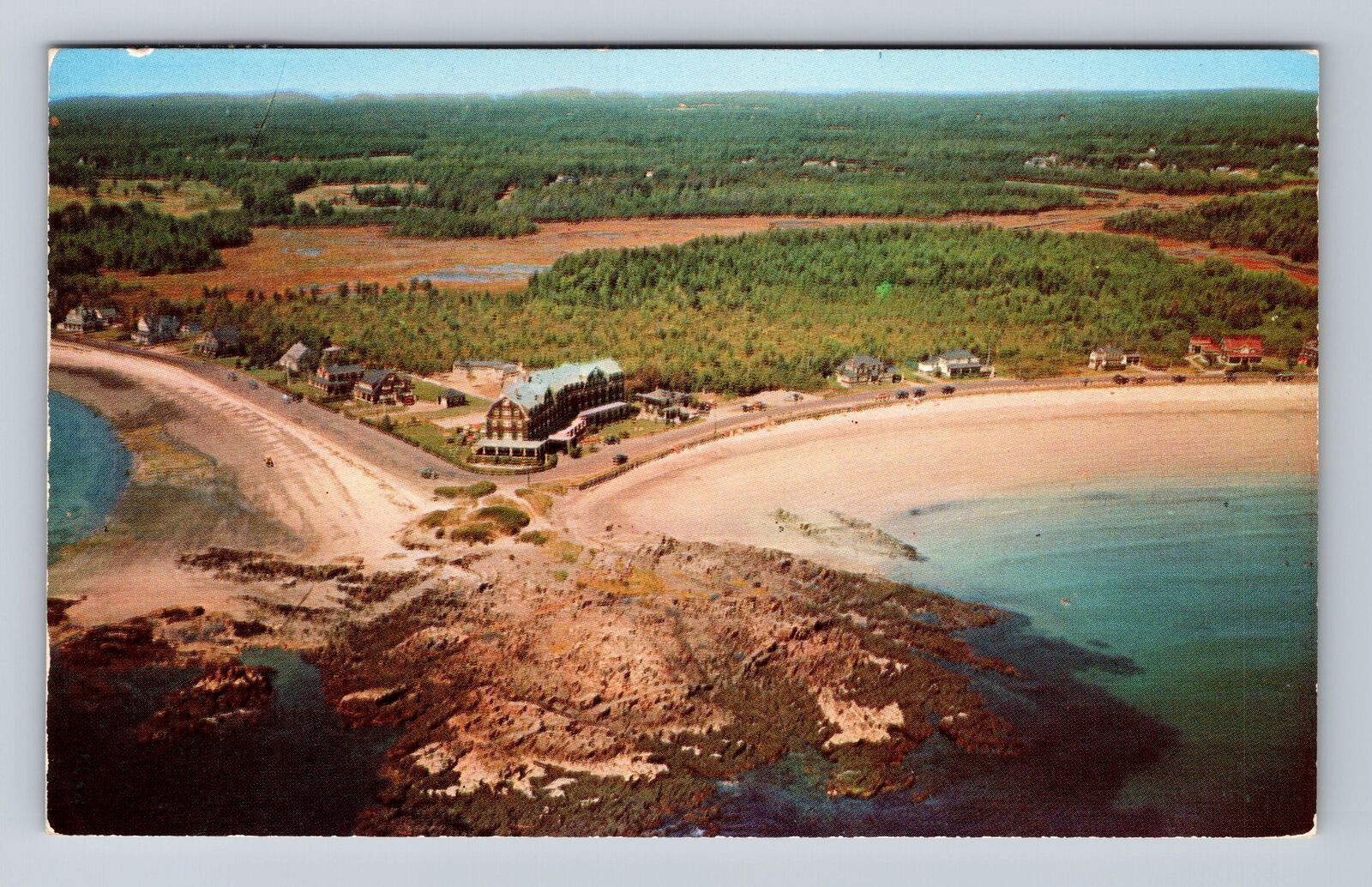 Kennebunk ME-Maine, Beaches And Narragansett Hotel, Vintage c1957 Postcard