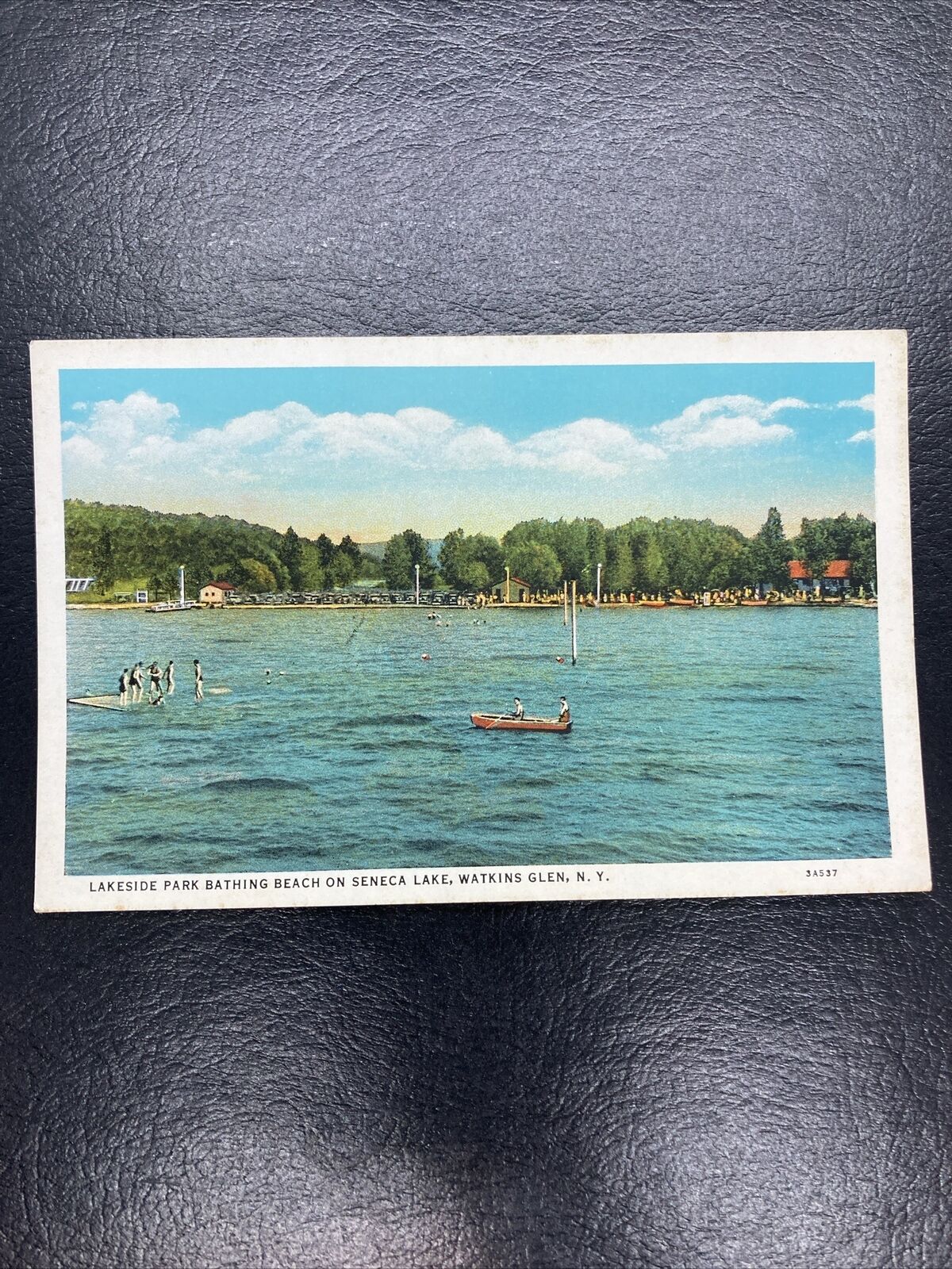 Vintage Postcard Lakeside Park Bathing Beach on Seneca Lake Watkins Glen NY