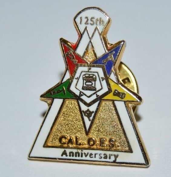 WOW Vintage Eastern Star Free Masons FATAL CAL O.E.S 125th Anniversary Lapel Pin