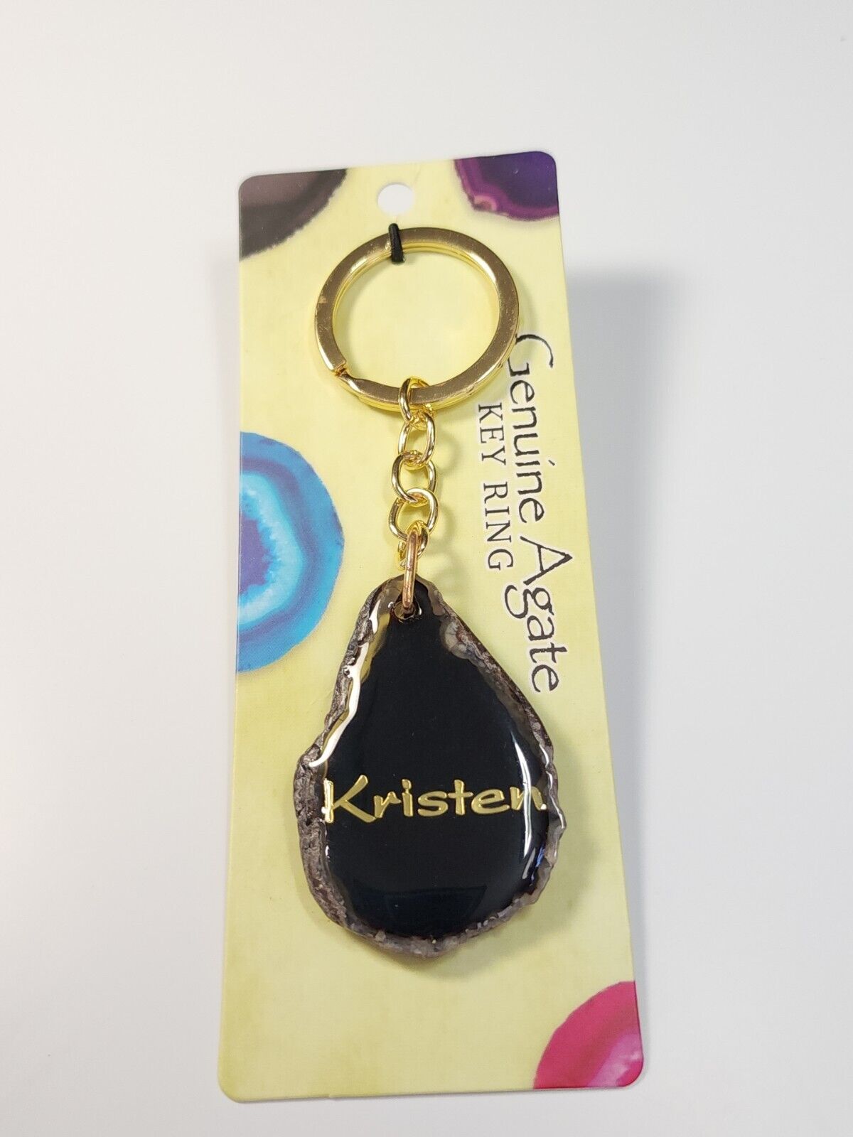 Kristen Personalized Genuine Agate Crystal Key Ring