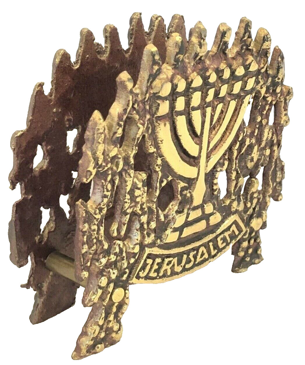 Vintage Jewish Jerusalem Menorah Napkin Holder Judaica Judaism Israel Hebrew