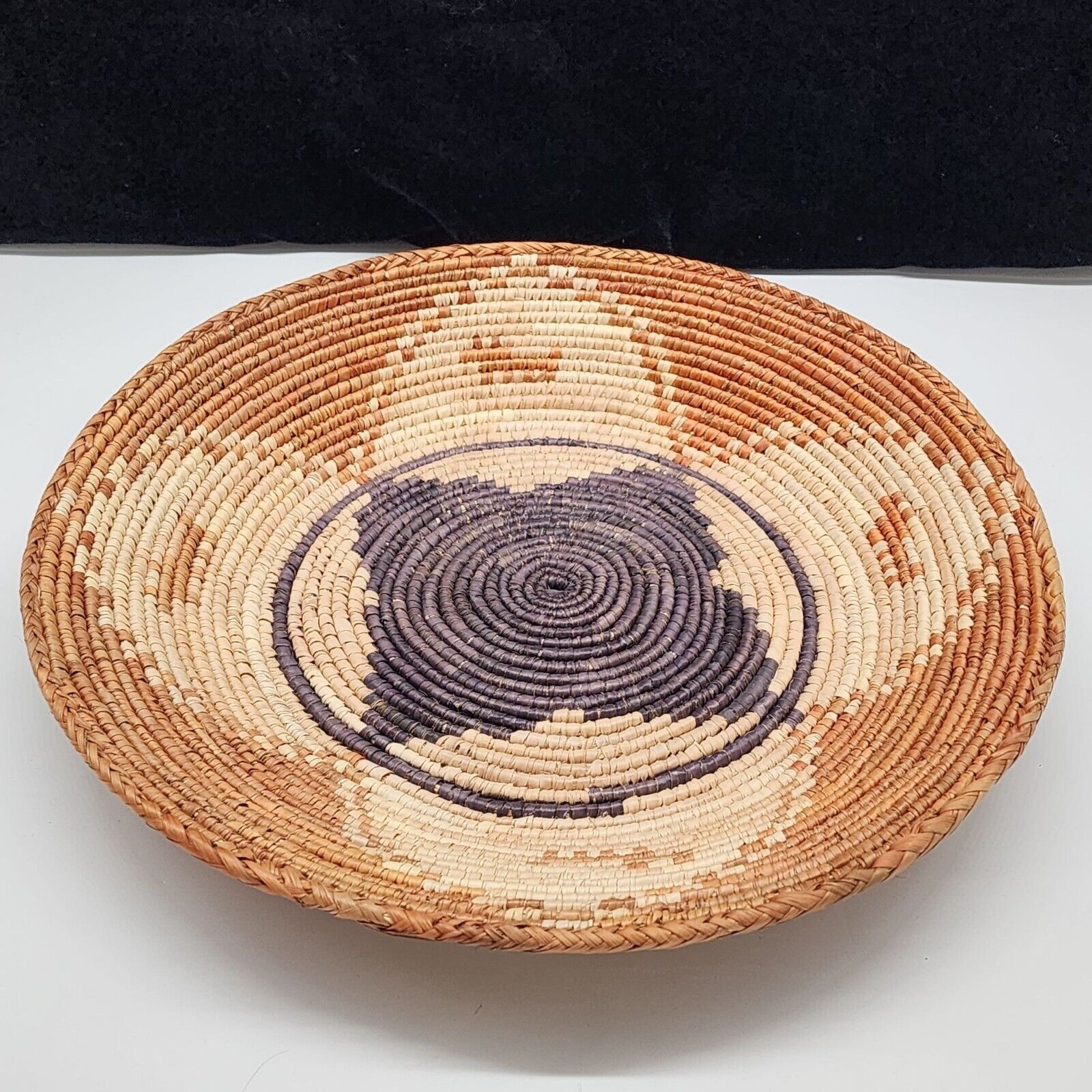 Native American or African Hand Woven Coil Basket Animal Boho Decor 14.5