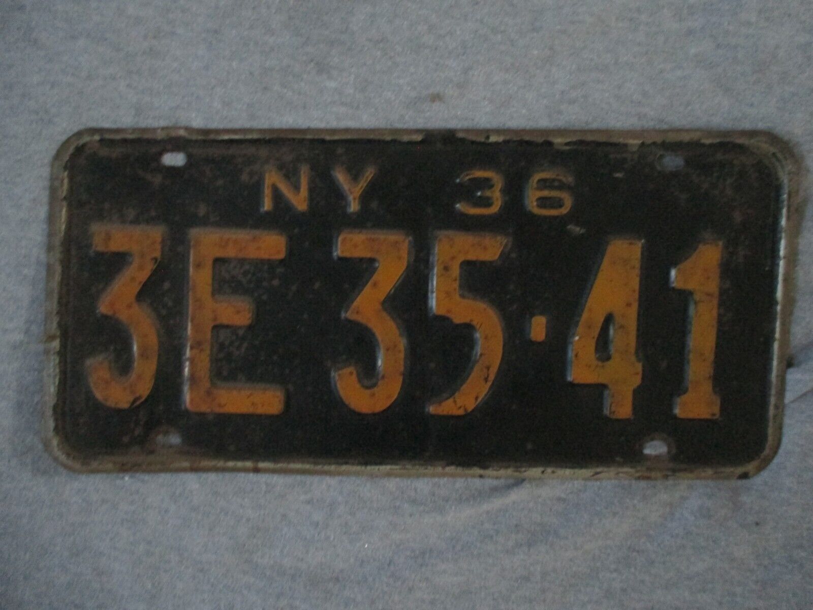 Vintage 1936 Metal NY New York Auto License Plate 3E 35 41