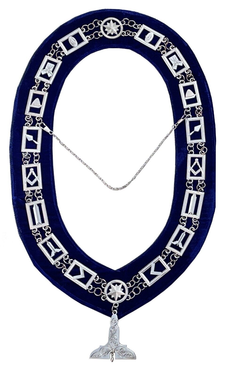 Masonic Master Masons Blue Lodge  Silver Collar Chain + Senior Warden Jewel