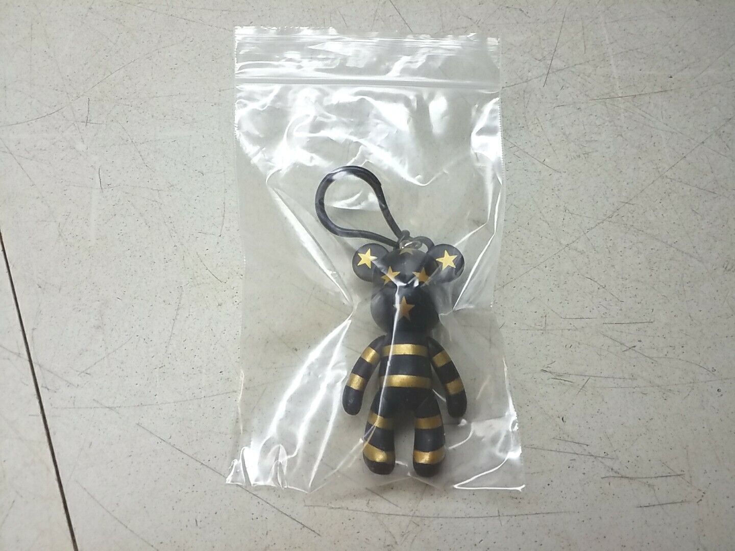 Popobe Bear Stars And Stripes Keychain Backpack Vtg Black And Gold Collectible 