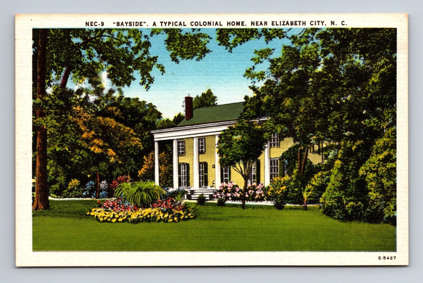 Bayside Colonial Home Near Elizabeth City North Carolina Postcard