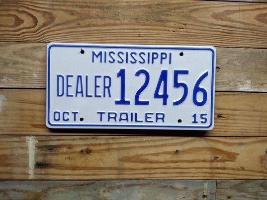 2015 Expired Mississippi Dealer Trailer License Plate Auto Tags Emb 12456