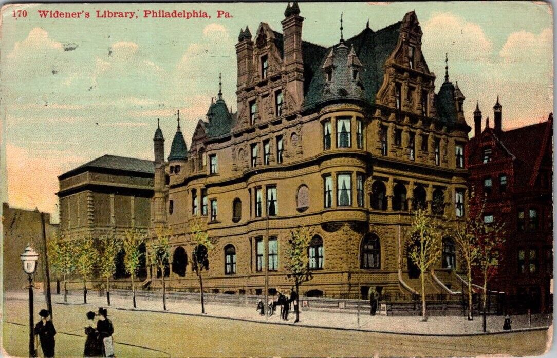 Vintage Postcard - Widener’s Library, Philadelphia, PA- 1911 Posted Stamp