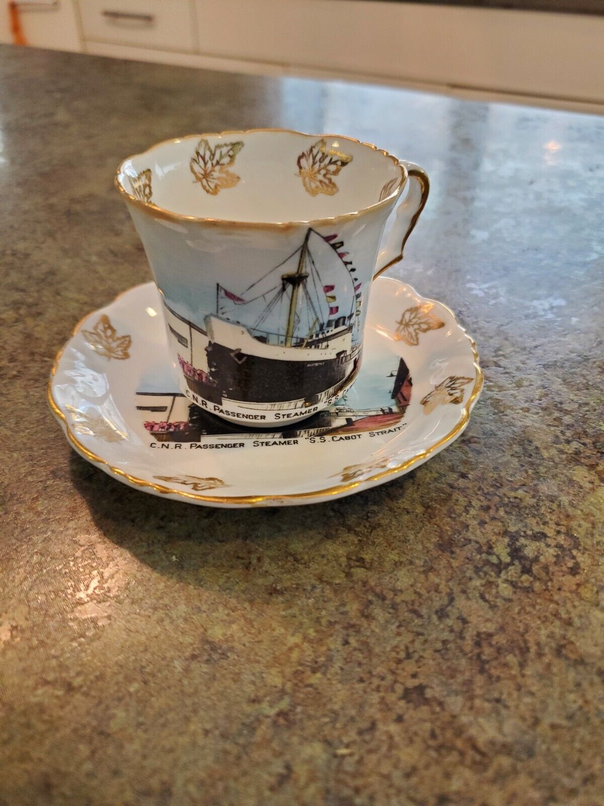 RARE Vintage C.N.R. PASSENGER STEAMER Ship Tea Cup Set S.S. Cabot Strait
