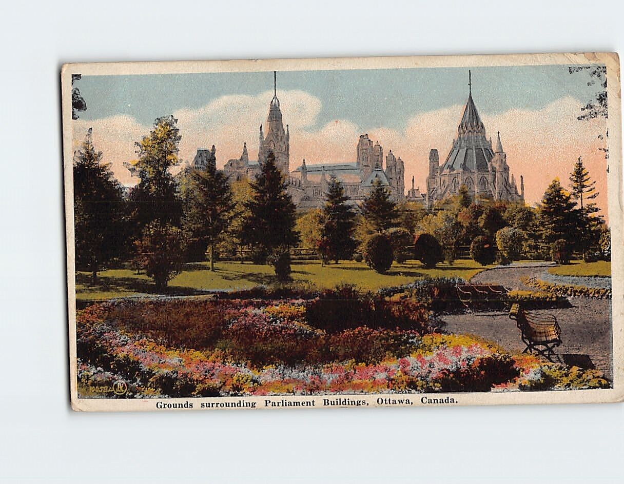 Postcard Grounds Surrounding Parliament Buildings Ottawa Canada