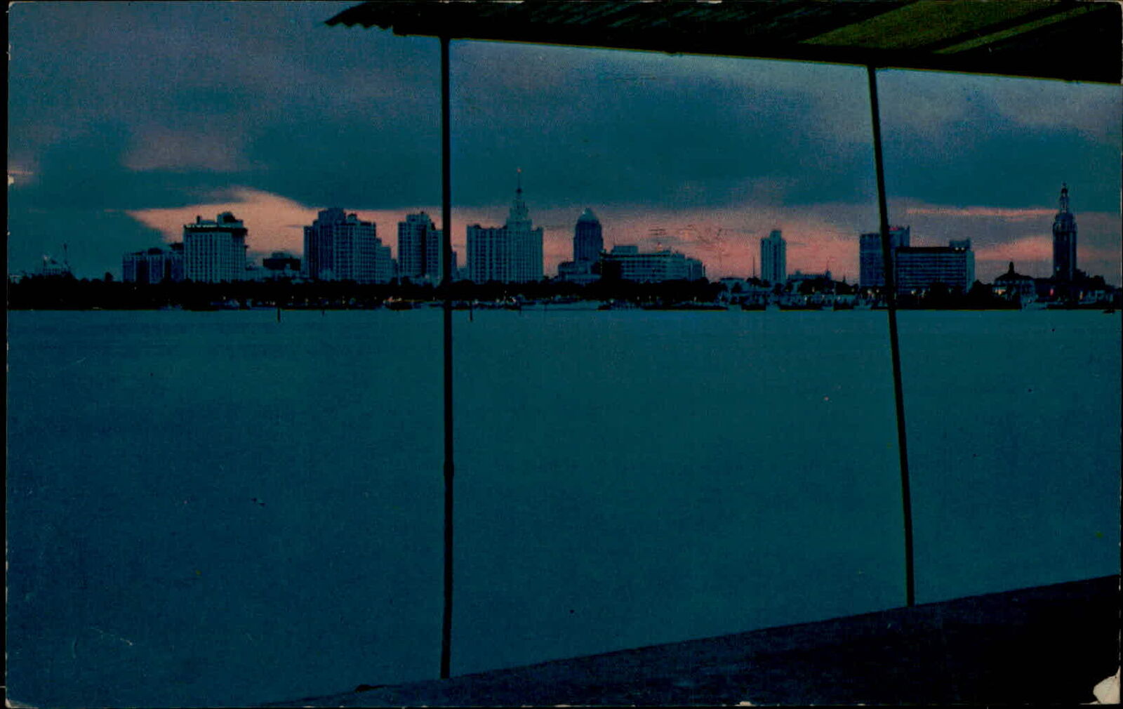 Postcard:  SKYLINE AT SUNSET Miami, Florida