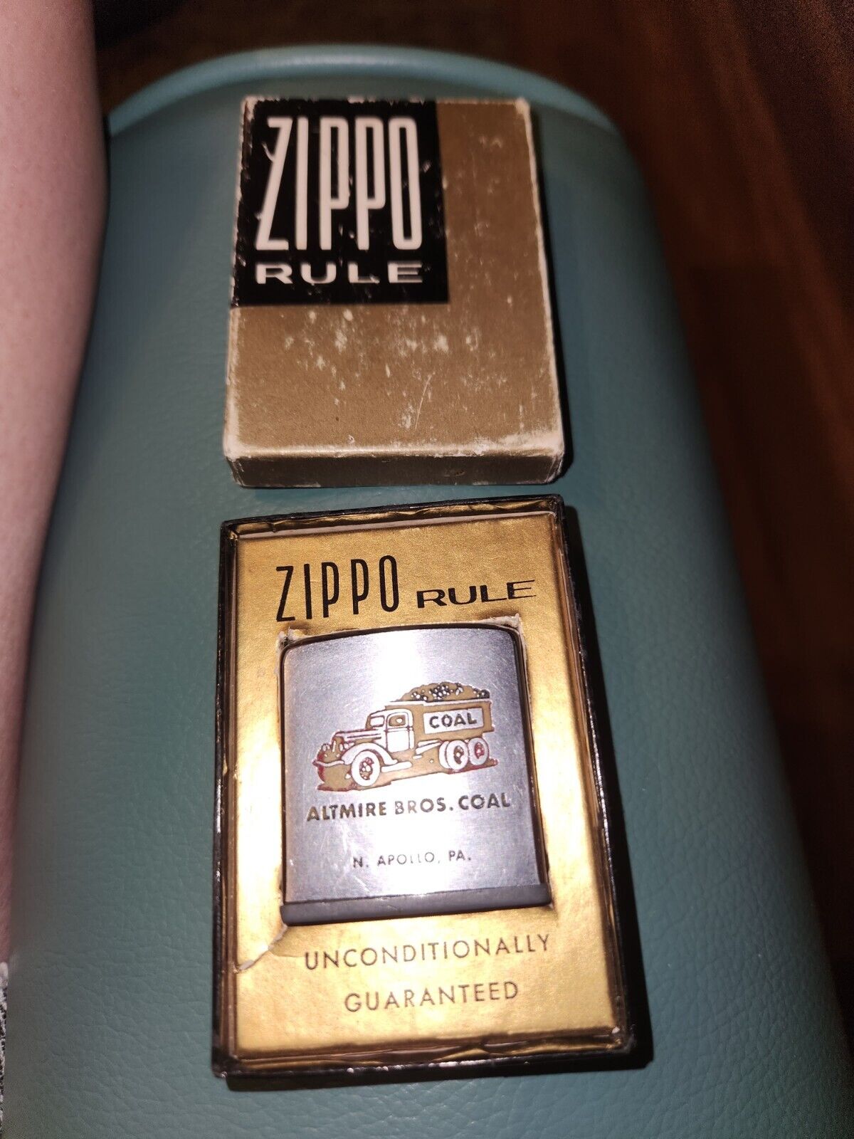 Vintage Zippo Rule tape measure.  original box. Altmire Bros. Coal N. Apollo PA