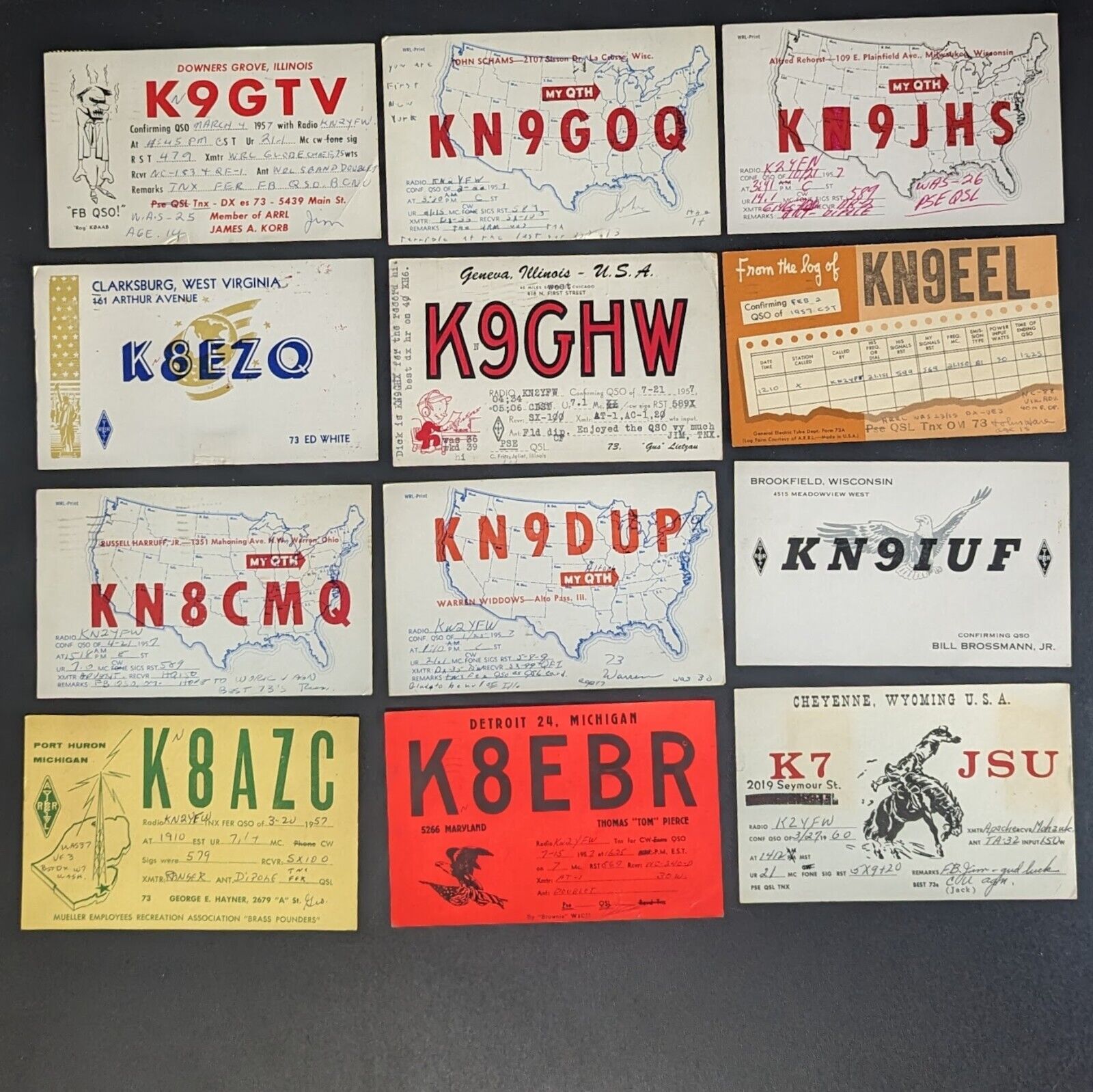 LOT OF 250 VINTAGE CB RADIO QSL CARDS 1950s US, USSR, Japan, Germany + many more