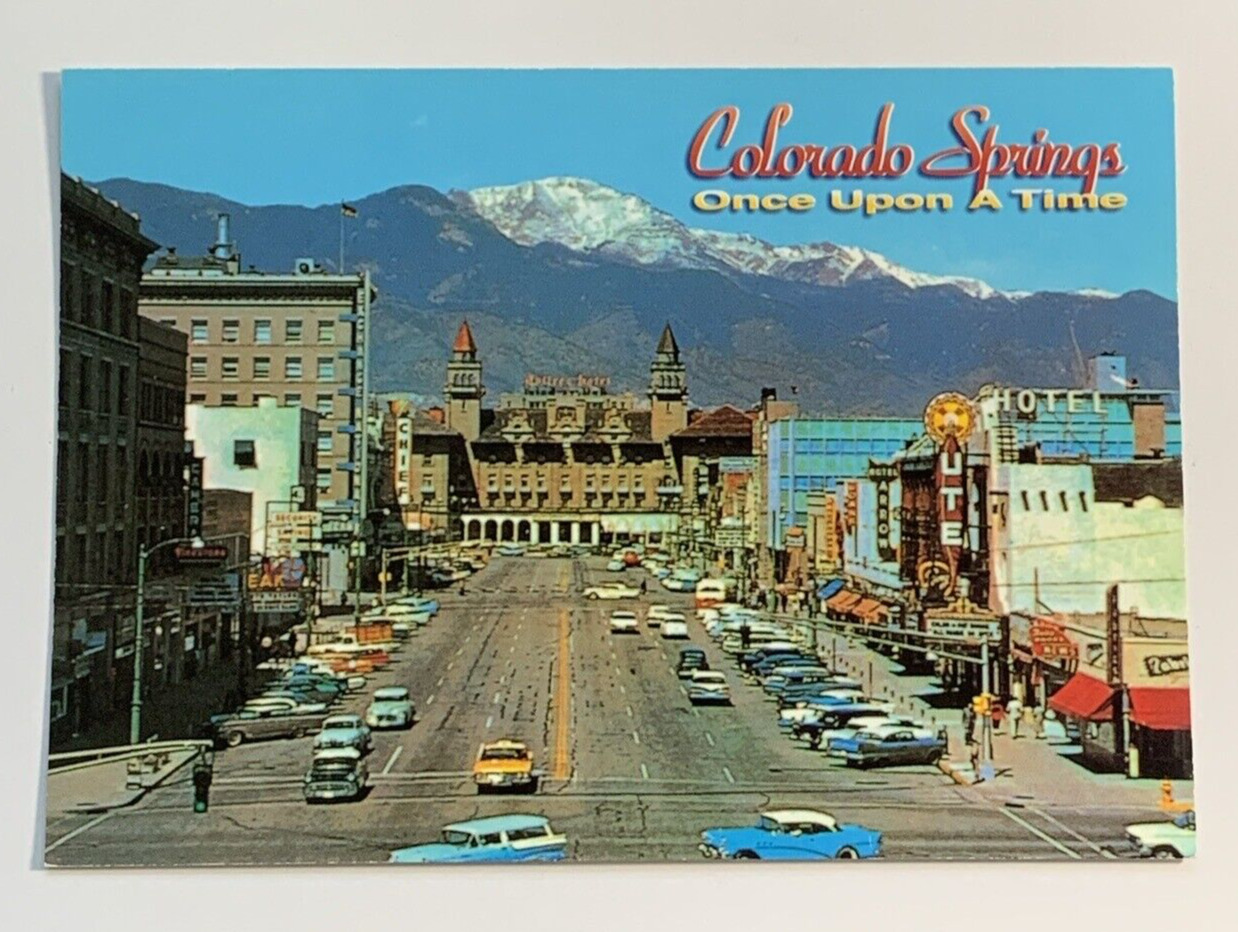 Colorado Springs, Colorado, Pikes Peak Avenue, Street Scene, Postcard