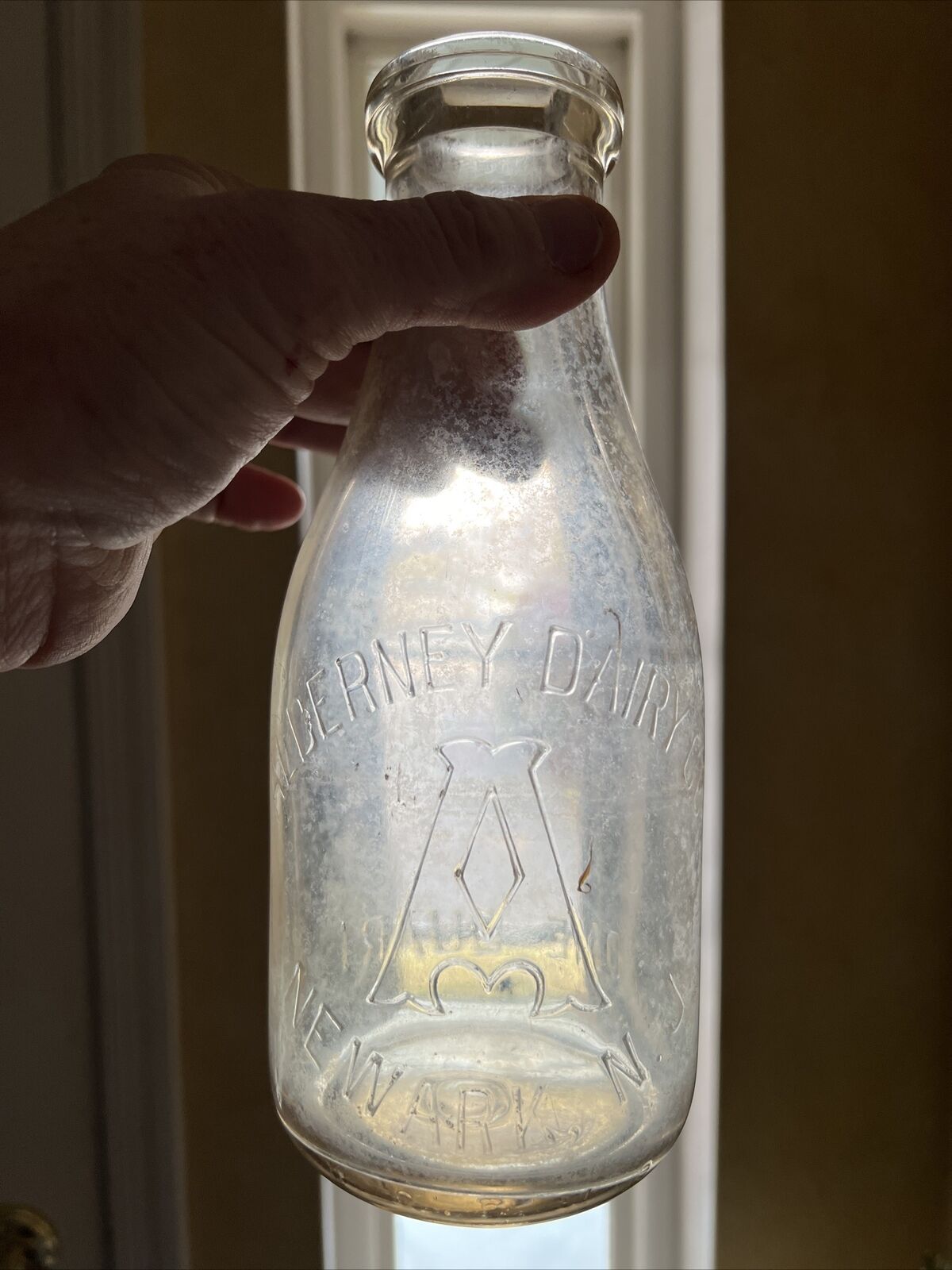 Vintage Alderney Dairy Quart Milk Bottle Newark NJ