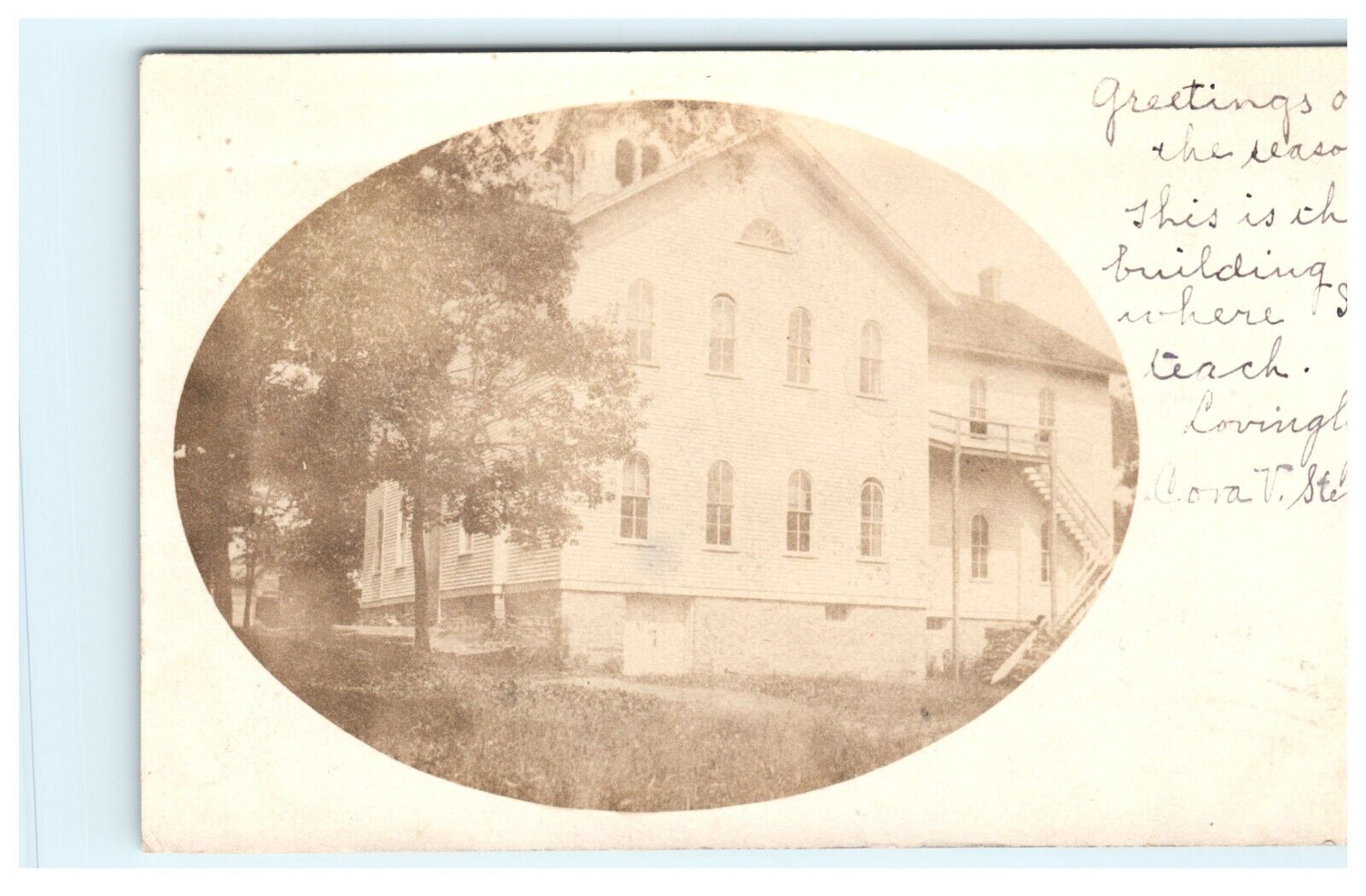 1905 Durand Wisconsin School Building Early Exterior View RPPC