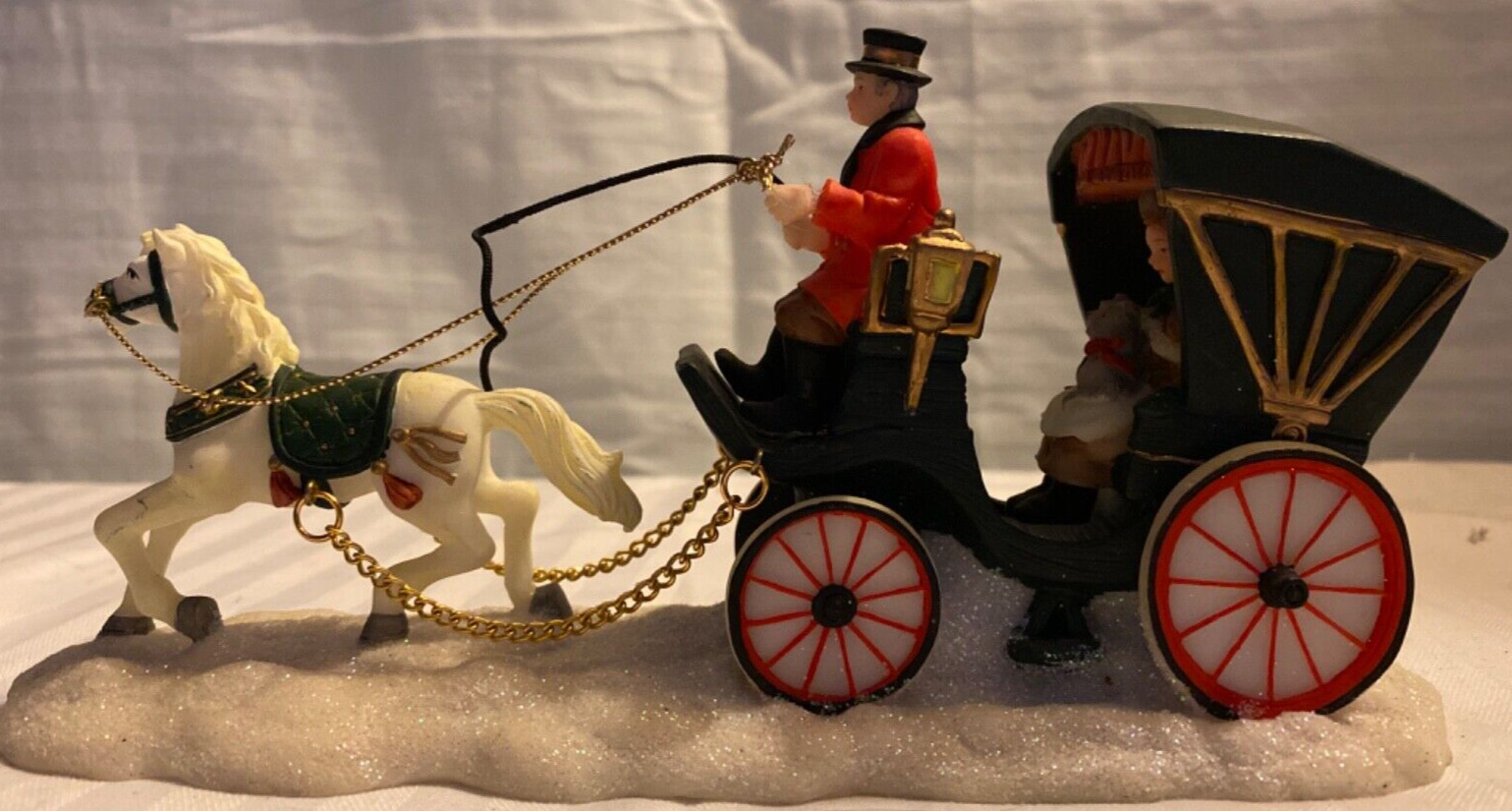 VTG Holiday Time Christmas Village Carriage Accessory- Horse, Driver, Women, Dog