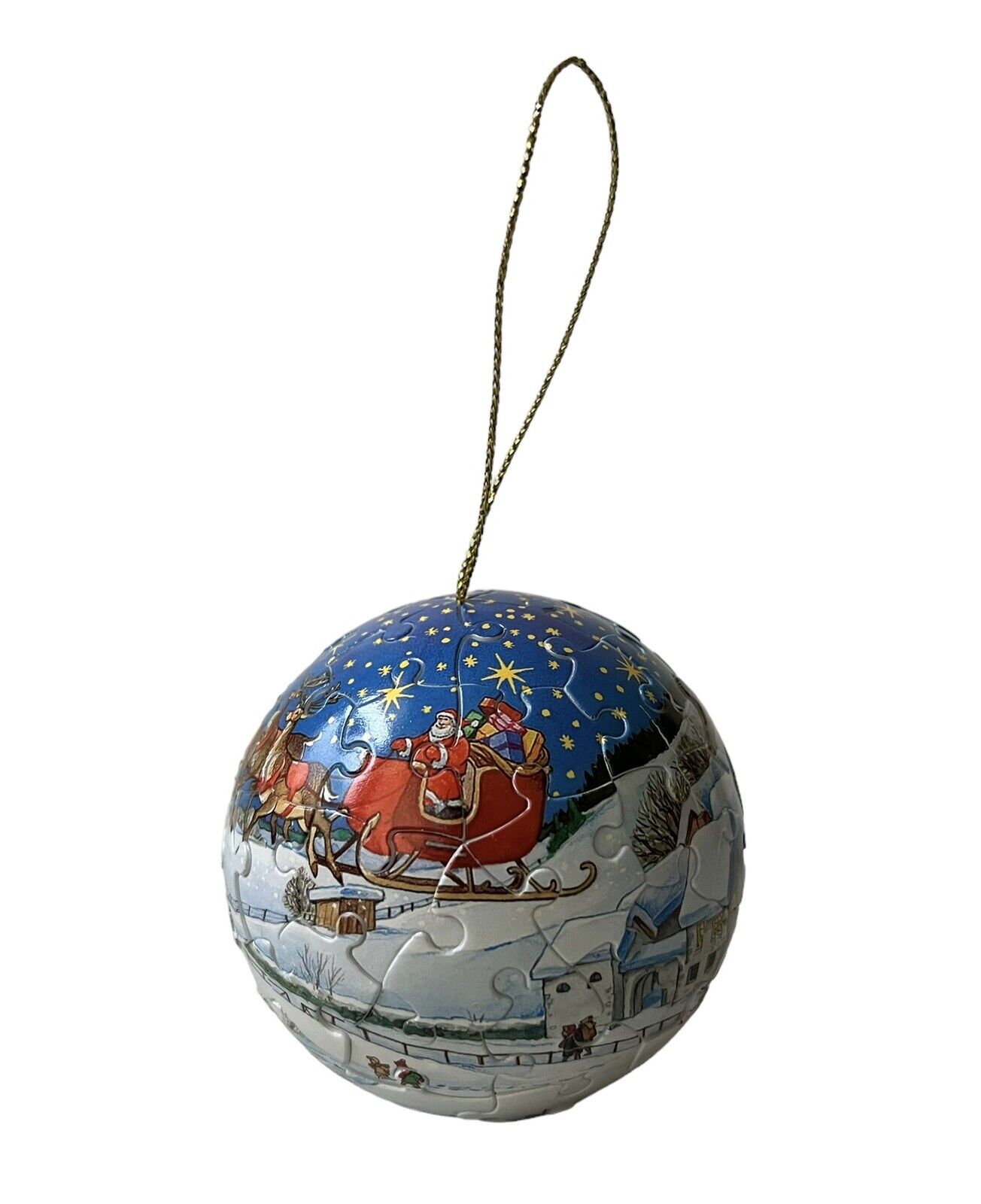 2006 Ravensburger 3D Christmas Ornament Puzzle Ball Santa Reindeer Snowy Scenery